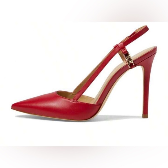 NWB Michael Kors Women's Veronica Sling Pumps size 8M Red leather slingback 2357 - Picture 2 of 13